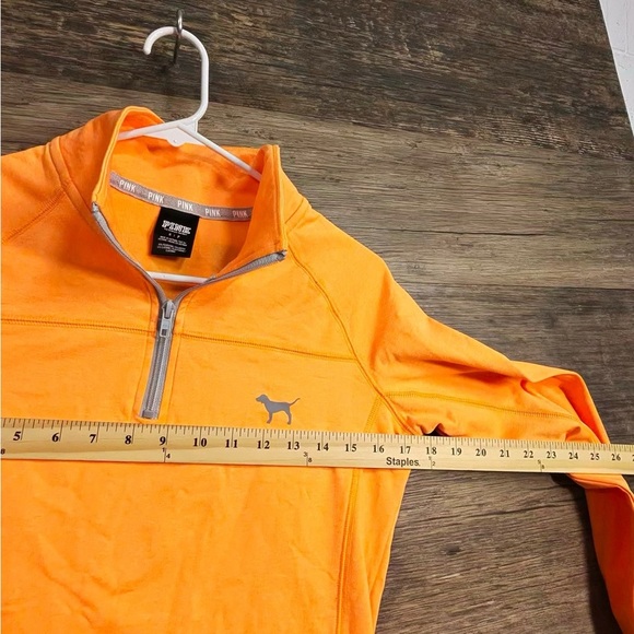 PINK Victoria's Secret Bright Orange Quarter-Zip Sweatshirt - Picture 3 of 8